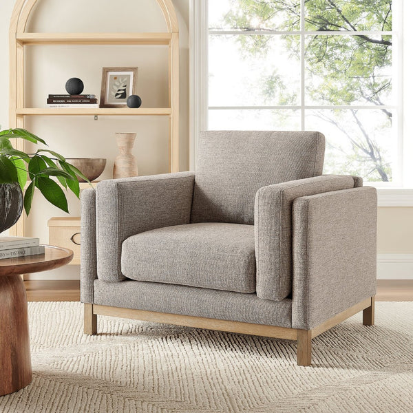 Modway Furniture Roscoe Fabric Armchair - Plush Comfort and Elegant Design for Modern or Traditional Spaces Pewter EEI-7329-PEW