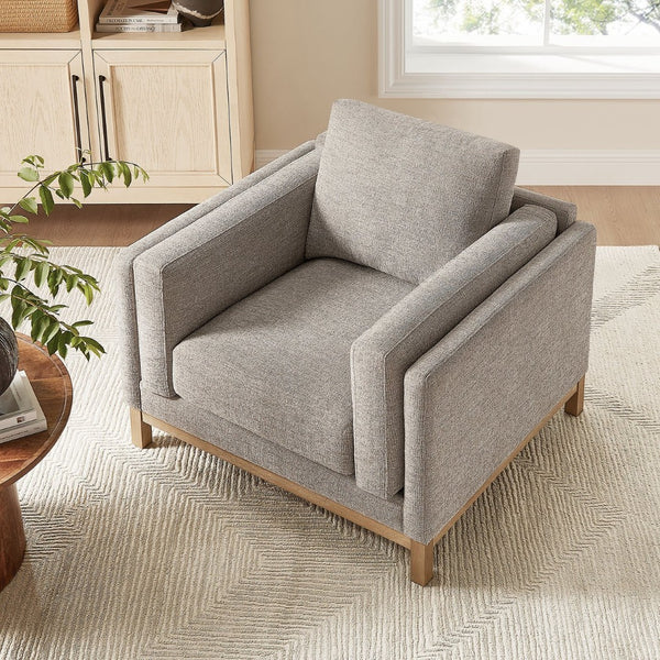 Modway Furniture Roscoe Fabric Armchair - Plush Comfort and Elegant Design for Modern or Traditional Spaces Pewter EEI-7329-PEW