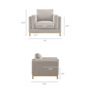 Modway Furniture Roscoe Fabric Armchair - Plush Comfort and Elegant Design for Modern or Traditional Spaces Pewter EEI-7329-PEW