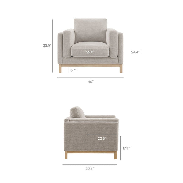 Modway Furniture Roscoe Fabric Armchair - Plush Comfort and Elegant Design for Modern or Traditional Spaces Pewter EEI-7329-PEW