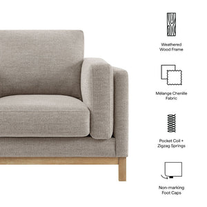 Modway Furniture Roscoe Fabric Armchair - Plush Comfort and Elegant Design for Modern or Traditional Spaces Pewter EEI-7329-PEW