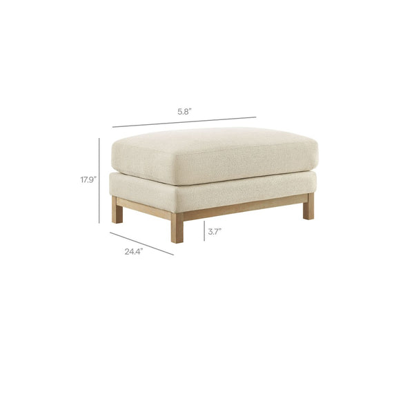 Modway Furniture Roscoe Fabric Ottoman - Plush Rectangular Design with Durable Chenille Upholstery for Comfort & Style Ivory EEI-7330-IVO