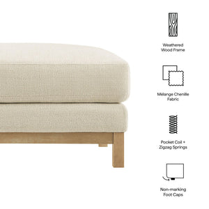 Modway Furniture Roscoe Fabric Ottoman - Plush Rectangular Design with Durable Chenille Upholstery for Comfort & Style Ivory EEI-7330-IVO