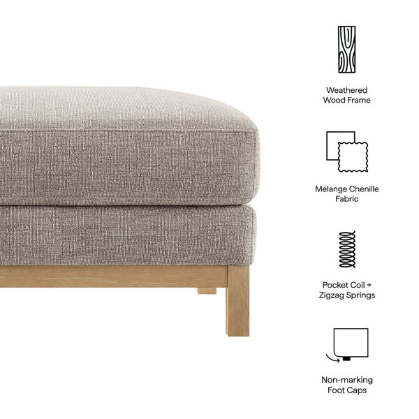 Modway Furniture Roscoe Fabric Ottoman - Plush Rectangular Design with Durable Chenille Upholstery for Comfort & Style Pewter EEI-7330-PEW