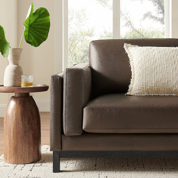 Modway Furniture Roscoe 81-Inch Vegan Leather Sofa - Stylish, Comfortable, and Versatile Seating for Any Space Espresso EEI-7335-ESP