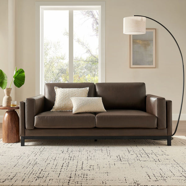 Modway Furniture Roscoe 81-Inch Vegan Leather Sofa - Stylish, Comfortable, and Versatile Seating for Any Space Espresso EEI-7335-ESP