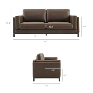 Modway Furniture Roscoe 81-Inch Vegan Leather Sofa - Stylish, Comfortable, and Versatile Seating for Any Space Espresso EEI-7335-ESP