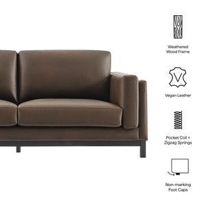 Modway Furniture Roscoe 81-Inch Vegan Leather Sofa - Stylish, Comfortable, and Versatile Seating for Any Space Espresso EEI-7335-ESP