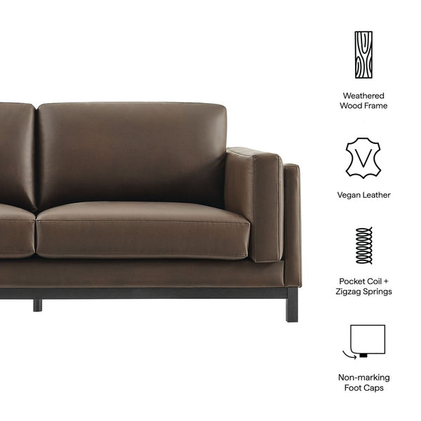 Modway Furniture Roscoe 81-Inch Vegan Leather Sofa - Stylish, Comfortable, and Versatile Seating for Any Space Espresso EEI-7335-ESP