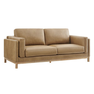 Modway Furniture Roscoe 81-Inch Vegan Leather Sofa - Stylish, Comfortable, and Versatile Seating for Any Space Toast EEI-7335-TST
