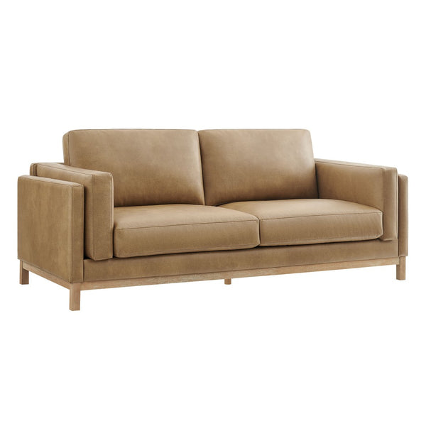 Modway Furniture Roscoe 81-Inch Vegan Leather Sofa - Stylish, Comfortable, and Versatile Seating for Any Space Toast EEI-7335-TST