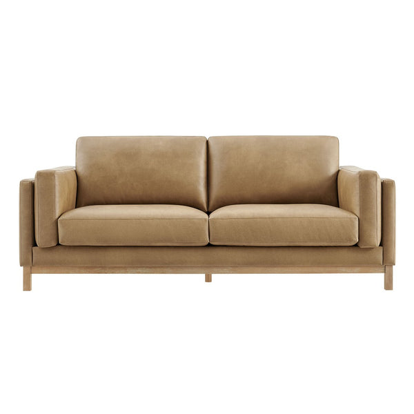 Modway Furniture Roscoe 81-Inch Vegan Leather Sofa - Stylish, Comfortable, and Versatile Seating for Any Space Toast EEI-7335-TST