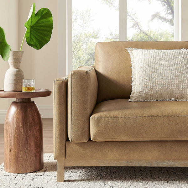 Modway Furniture Roscoe 81-Inch Vegan Leather Sofa - Stylish, Comfortable, and Versatile Seating for Any Space Toast EEI-7335-TST