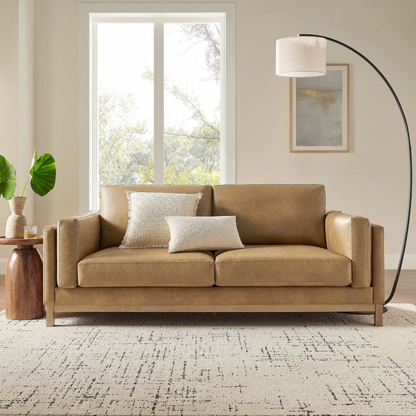 Modway Furniture Roscoe 81-Inch Vegan Leather Sofa - Stylish, Comfortable, and Versatile Seating for Any Space Toast EEI-7335-TST