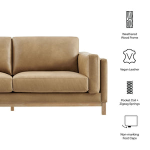 Modway Furniture Roscoe 81-Inch Vegan Leather Sofa - Stylish, Comfortable, and Versatile Seating for Any Space Toast EEI-7335-TST