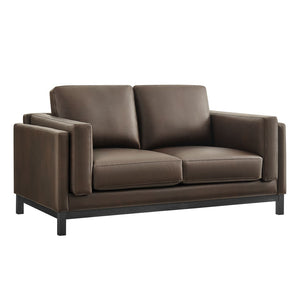 Modway Furniture Roscoe 63 Inch Vegan Leather Loveseat – Timeless Comfort and Style Perfect for Any Space Espresso EEI-7336-ESP