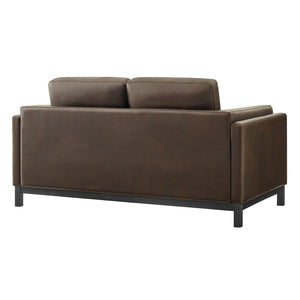 Modway Furniture Roscoe 63 Inch Vegan Leather Loveseat – Timeless Comfort and Style Perfect for Any Space Espresso EEI-7336-ESP