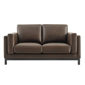 Modway Furniture Roscoe 63 Inch Vegan Leather Loveseat – Timeless Comfort and Style Perfect for Any Space Espresso EEI-7336-ESP
