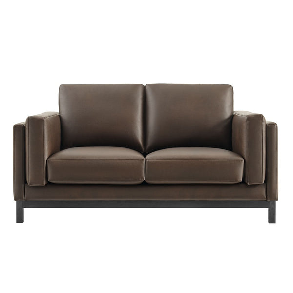 Modway Furniture Roscoe 63 Inch Vegan Leather Loveseat – Timeless Comfort and Style Perfect for Any Space Espresso EEI-7336-ESP