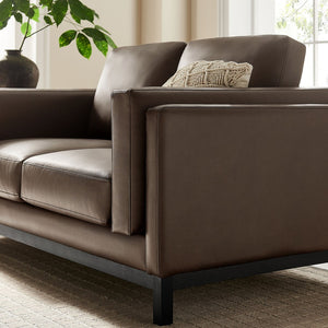 Modway Furniture Roscoe 63 Inch Vegan Leather Loveseat – Timeless Comfort and Style Perfect for Any Space Espresso EEI-7336-ESP