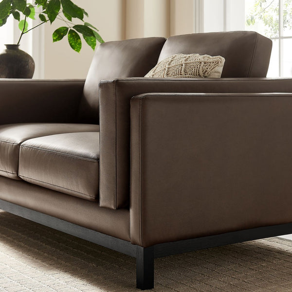 Modway Furniture Roscoe 63 Inch Vegan Leather Loveseat – Timeless Comfort and Style Perfect for Any Space Espresso EEI-7336-ESP