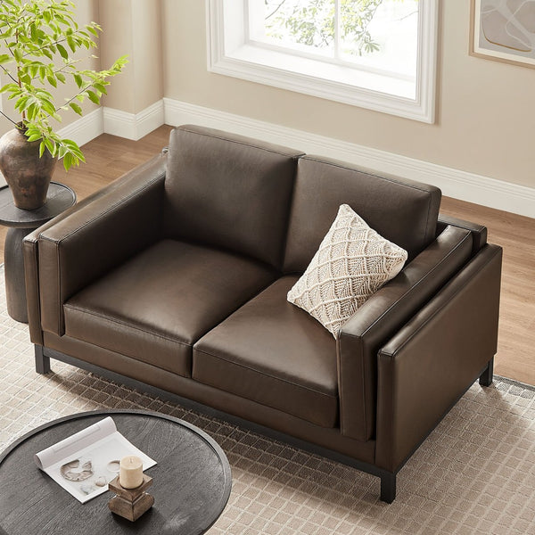 Modway Furniture Roscoe 63 Inch Vegan Leather Loveseat – Timeless Comfort and Style Perfect for Any Space Espresso EEI-7336-ESP