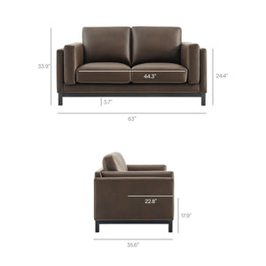 Modway Furniture Roscoe 63 Inch Vegan Leather Loveseat – Timeless Comfort and Style Perfect for Any Space Espresso EEI-7336-ESP
