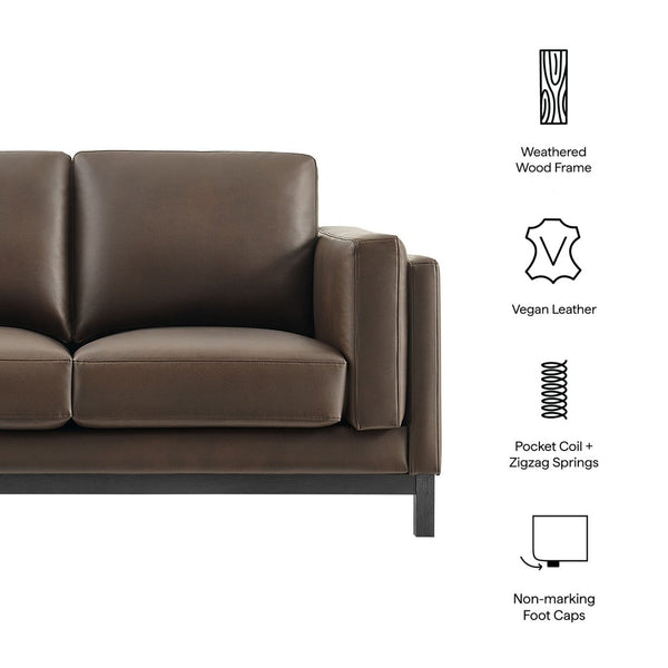 Modway Furniture Roscoe 63 Inch Vegan Leather Loveseat – Timeless Comfort and Style Perfect for Any Space Espresso EEI-7336-ESP