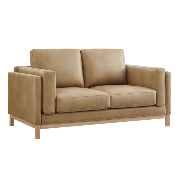 Modway Furniture Roscoe 63 Inch Vegan Leather Loveseat – Timeless Comfort and Style Perfect for Any Space Toast EEI-7336-TST