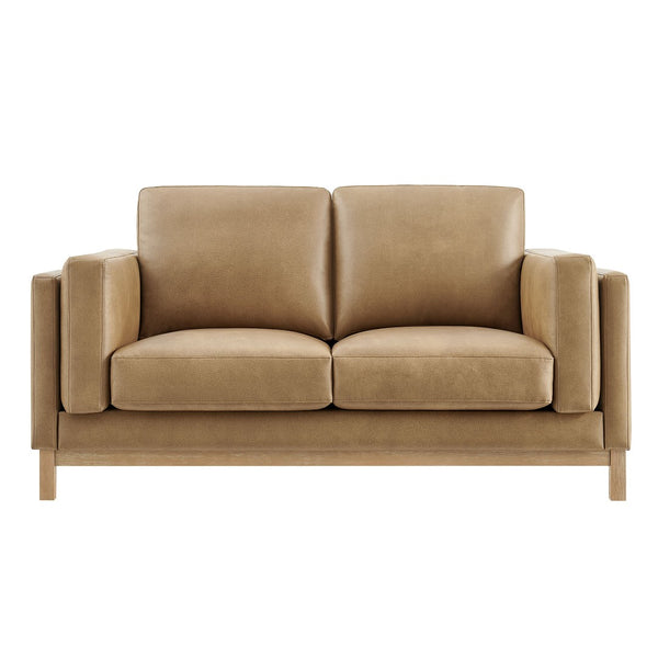 Modway Furniture Roscoe 63 Inch Vegan Leather Loveseat – Timeless Comfort and Style Perfect for Any Space Toast EEI-7336-TST