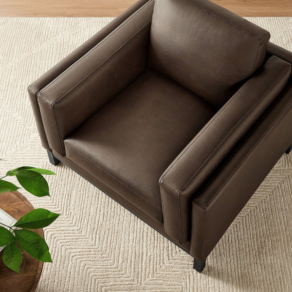 Modway Furniture Roscoe Vegan Leather Armchair - Plush Comfort, Durable Design, Perfect for Modern Living Spaces Espresso EEI-7337-ESP