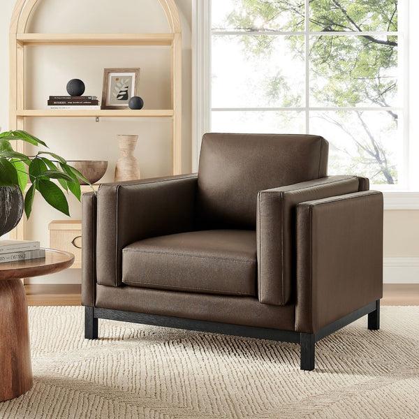 Modway Furniture Roscoe Vegan Leather Armchair - Plush Comfort, Durable Design, Perfect for Modern Living Spaces Espresso EEI-7337-ESP