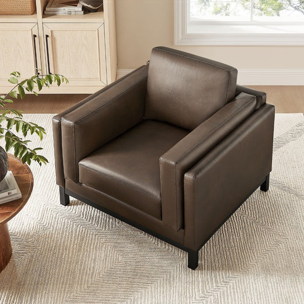 Modway Furniture Roscoe Vegan Leather Armchair - Plush Comfort, Durable Design, Perfect for Modern Living Spaces Espresso EEI-7337-ESP