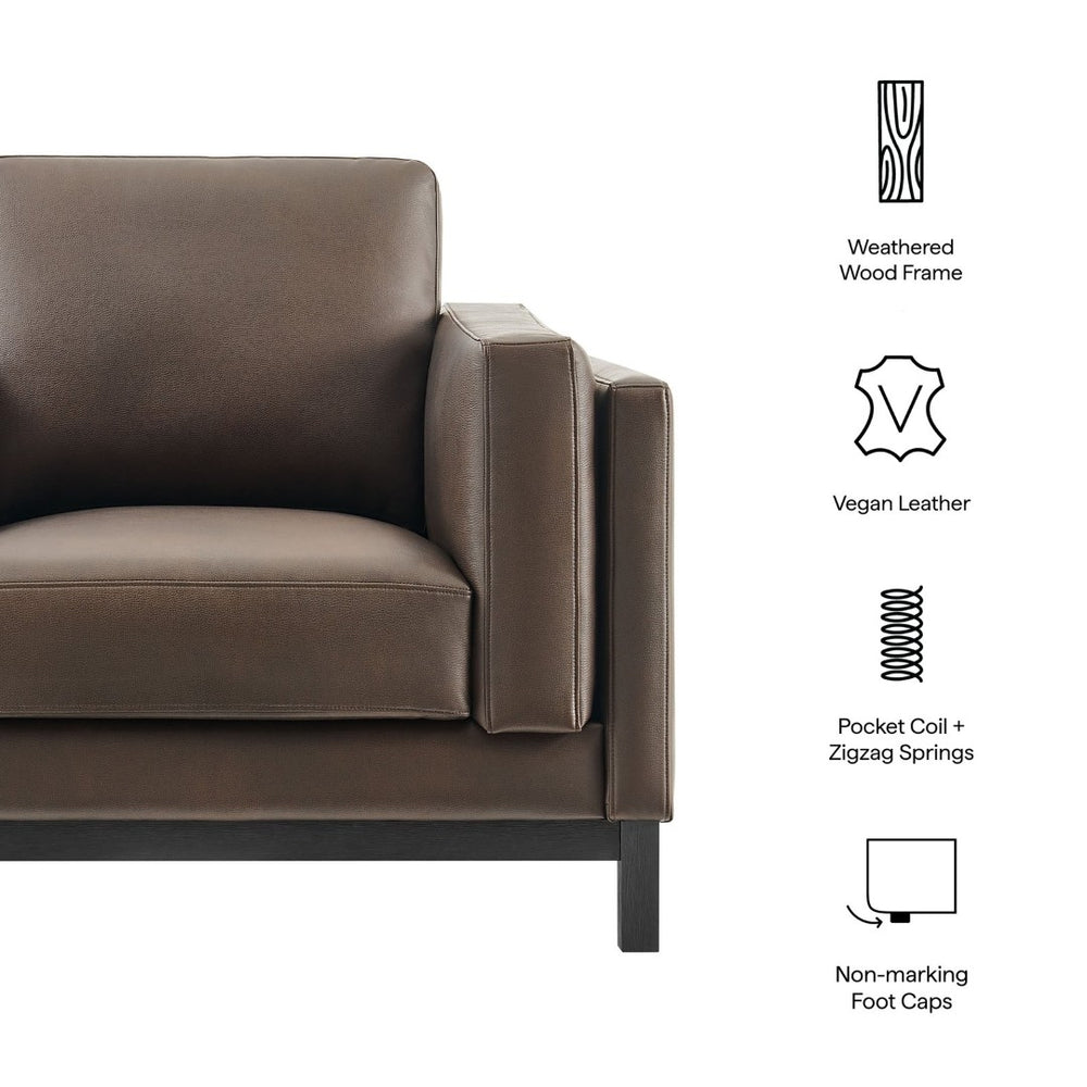 Modway Furniture Roscoe Vegan Leather Armchair - Plush Comfort, Durable Design, Perfect for Modern Living Spaces Espresso EEI-7337-ESP