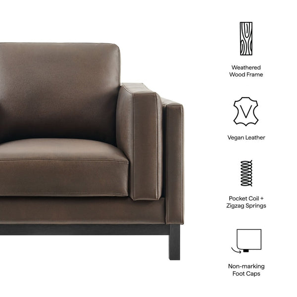Modway Furniture Roscoe Vegan Leather Armchair - Plush Comfort, Durable Design, Perfect for Modern Living Spaces Espresso EEI-7337-ESP