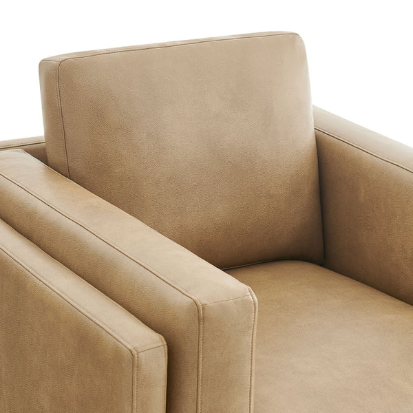 Modway Furniture Roscoe Vegan Leather Armchair - Plush Comfort, Durable Design, Perfect for Modern Living Spaces Toast EEI-7337-TST