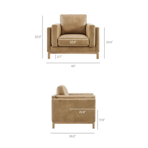 Modway Furniture Roscoe Vegan Leather Armchair - Plush Comfort, Durable Design, Perfect for Modern Living Spaces Toast EEI-7337-TST