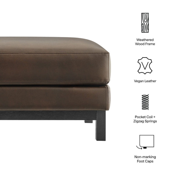 Modway Furniture Roscoe Vegan Leather Ottoman - Stylish Versatile Seating and Footstool for Modern or Classic Décor Espresso EEI-7338-ESP