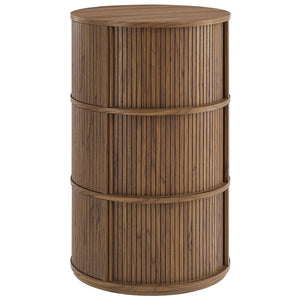 Modway Furniture Clement Round Pedestal Stand Table with Retro Sliding Doors – Stylish Storage for Any Room EEI-7344-WAL