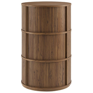 Modway Furniture Clement Round Pedestal Stand Table with Retro Sliding Doors – Stylish Storage for Any Room EEI-7344-WAL