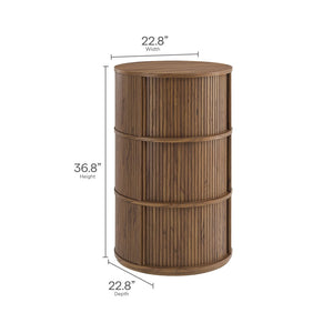 Modway Furniture Clement Round Pedestal Stand Table with Retro Sliding Doors – Stylish Storage for Any Room EEI-7344-WAL