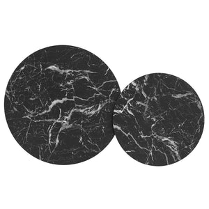 Modway Furniture Fortitude Round Faux Marble Nesting Coffee Table Set - Modern Walnut Design with Hidden Storage EEI-7345-WAL-BLK