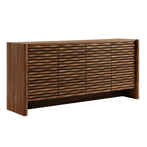 Modway Furniture Emric Wave Sideboard - 66" Contemporary 4-Door Storage Solution for Dining & Living Spaces EEI-7346-WAL