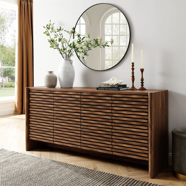 Modway Furniture Emric Wave Sideboard - 66" Contemporary 4-Door Storage Solution for Dining & Living Spaces EEI-7346-WAL