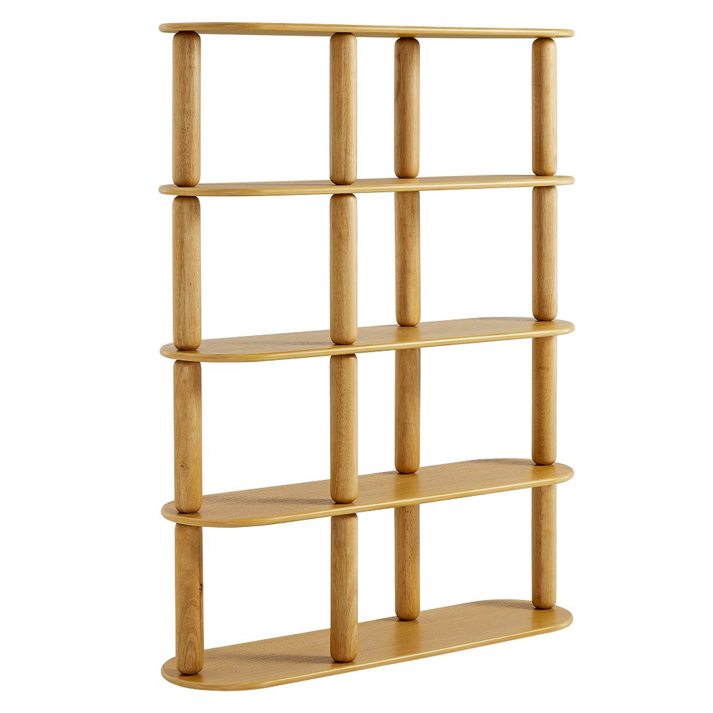 Modway Furniture Arcus 4-Tier Oval Wood Bookshelf – Elegant Oak Design for Stylish Storage in Any Room, 60" Tall EEI-7347-OAK