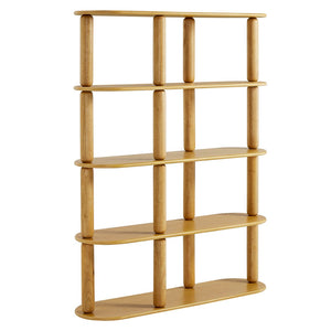 Modway Furniture Arcus 4-Tier Oval Wood Bookshelf – Elegant Oak Design for Stylish Storage in Any Room, 60" Tall EEI-7347-OAK