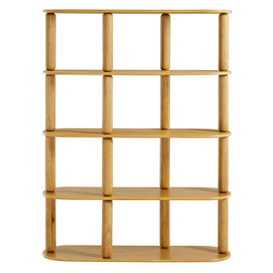 Modway Furniture Arcus 4-Tier Oval Wood Bookshelf – Elegant Oak Design for Stylish Storage in Any Room, 60" Tall EEI-7347-OAK