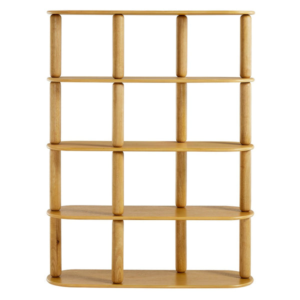 Modway Furniture Arcus 4-Tier Oval Wood Bookshelf – Elegant Oak Design for Stylish Storage in Any Room, 60" Tall EEI-7347-OAK