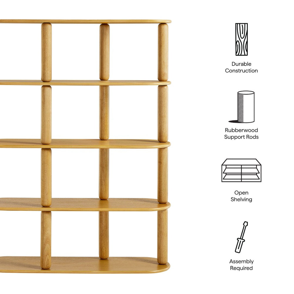 Modway Furniture Arcus 4-Tier Oval Wood Bookshelf – Elegant Oak Design for Stylish Storage in Any Room, 60" Tall EEI-7347-OAK