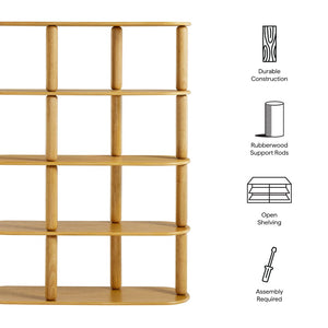 Modway Furniture Arcus 4-Tier Oval Wood Bookshelf – Elegant Oak Design for Stylish Storage in Any Room, 60" Tall EEI-7347-OAK